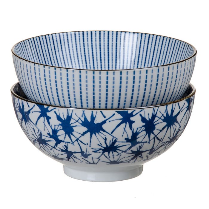 Ensaladera Azul-Blanco Porcelana Cocina 20 X 20 X 9,50 Cm