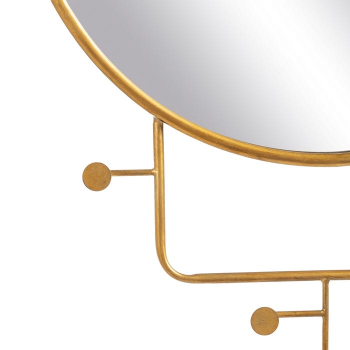 Espejo Perchero Oro Metal Decoración 76 X 6 X 104 Cm