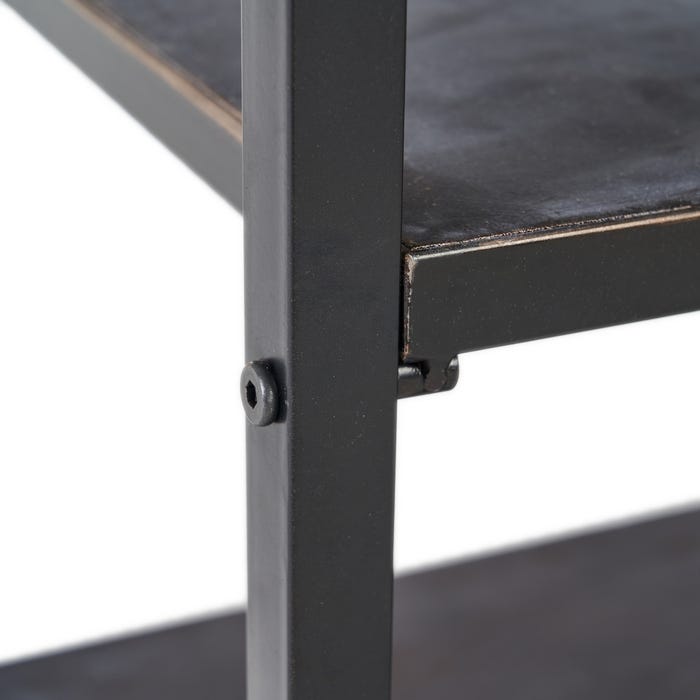 Mueble Recibidor Negro-Marrón Metal 75,50 X 38 X 85 Cm