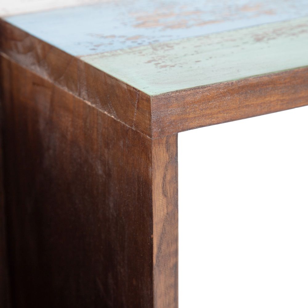 Mesa de madeira/metal marrom-azul 140 x 35 x 77 cm