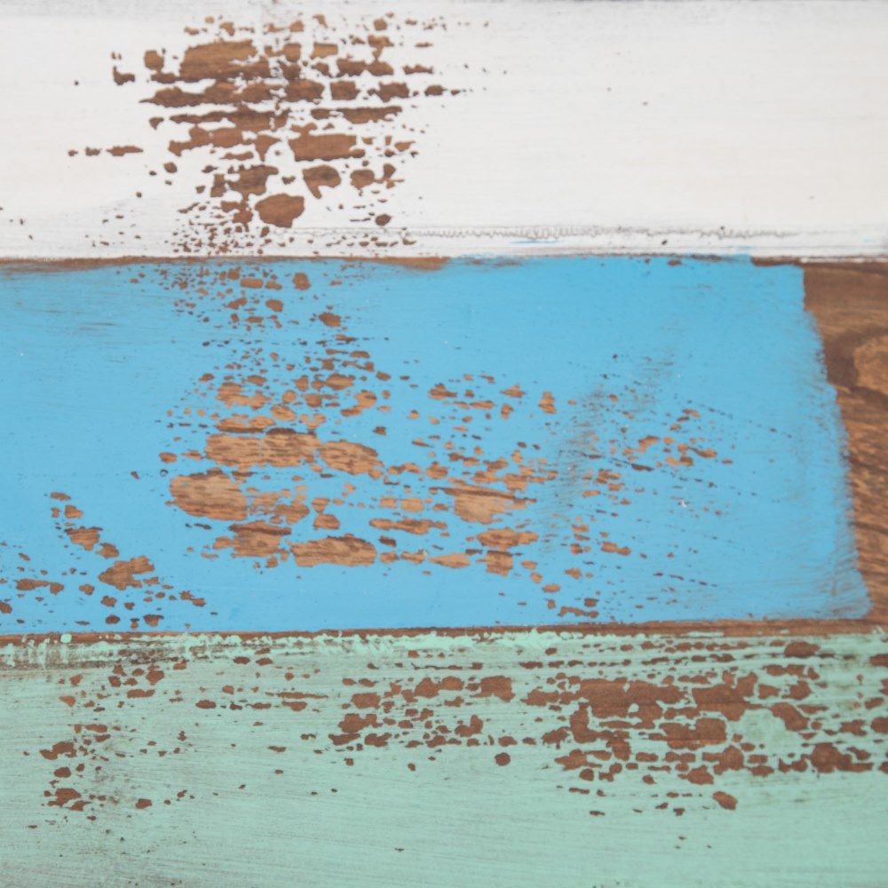 Mesa de madeira/metal marrom-azul 140 x 35 x 77 cm
