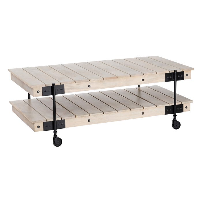 Mesa Centro Ruedas Natural 130 X 64 X 48 Cm