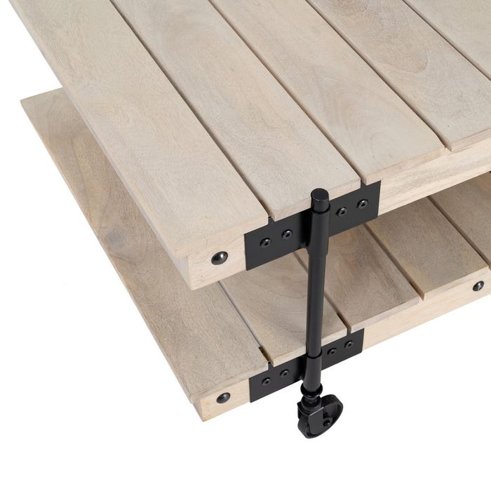Mesa Centro Ruedas Natural 130 X 64 X 48 Cm
