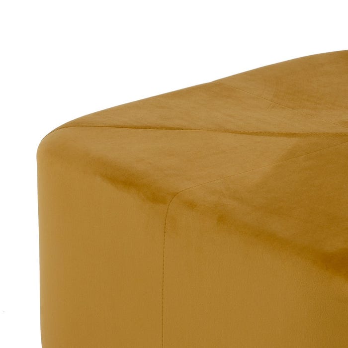 Puf Terciopelo Ocre Madera / Tejido 60 X 60 X 40 Cm