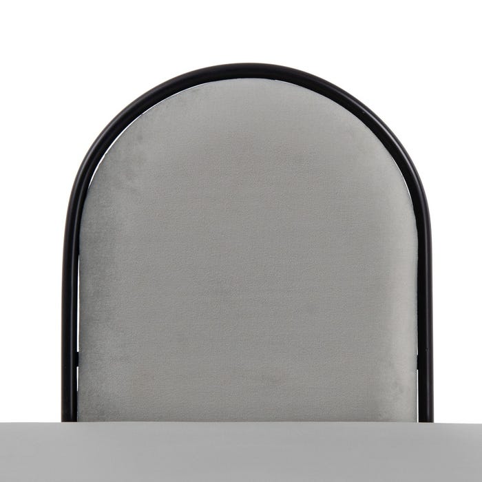 Banco de tecido de veludo cinza e metal 110 x 40 x 68 cm