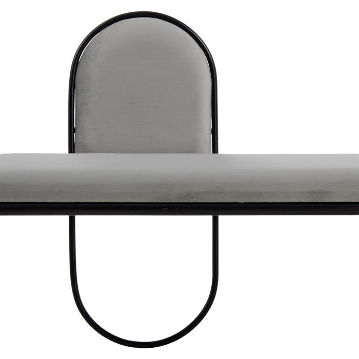 Banco de tecido de veludo cinza e metal 110 x 40 x 68 cm