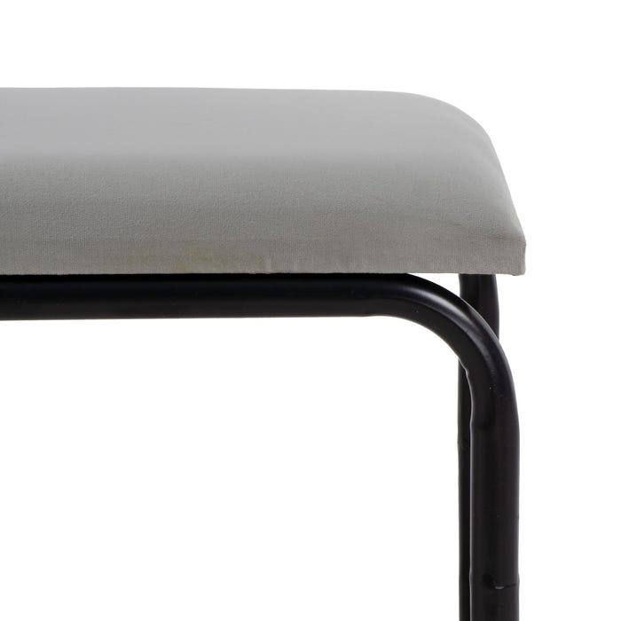 Banco de tecido de veludo cinza e metal 110 x 40 x 68 cm