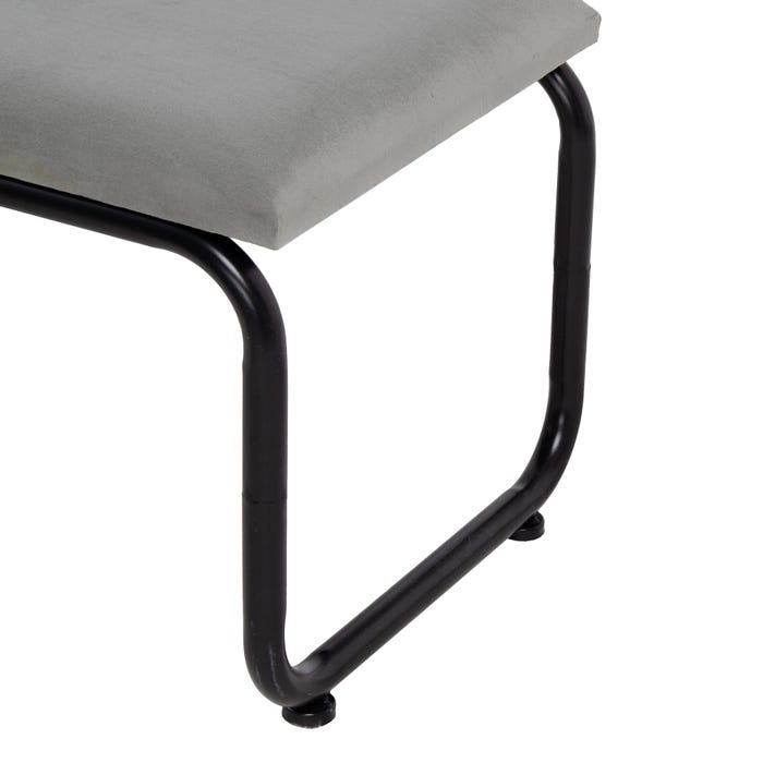 Banco de tecido de veludo cinza e metal 110 x 40 x 68 cm