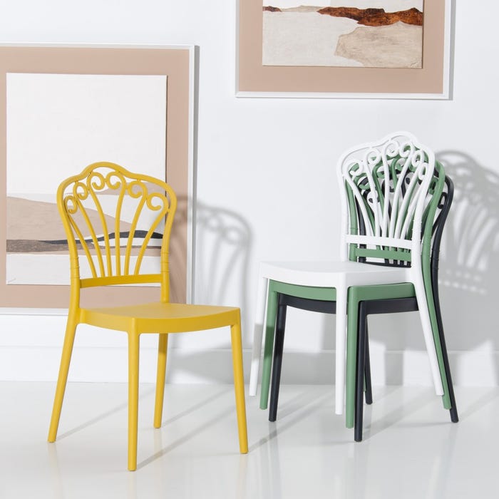 Cadeira de polipropileno amarela 44,50 x 52,50 x 90 cm