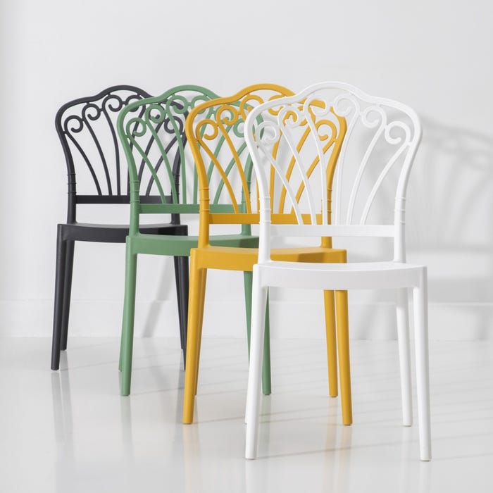 Cadeira de polipropileno amarela 44,50 x 52,50 x 90 cm