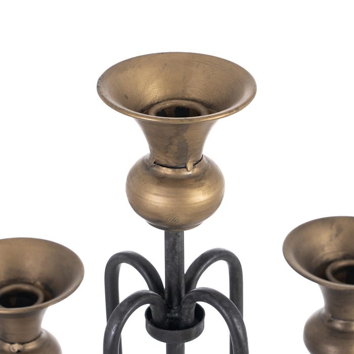 Candelabro Oro-Negro Metal Decoración 27,50 X 27,50 X 44,50