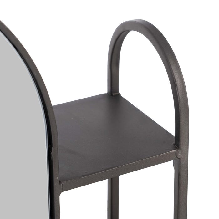 Espejo Estante Negro Metal Decoración 51 X 14 X 80 Cm