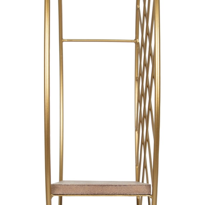 Estante Natural-Oro Metal / Madera 51 X 14 X 51 Cm