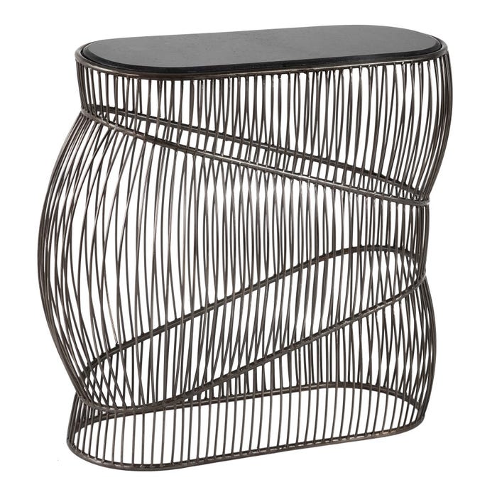 Consola Plata-Negro Metal-Mármol 95 X 45 X 92 Cm