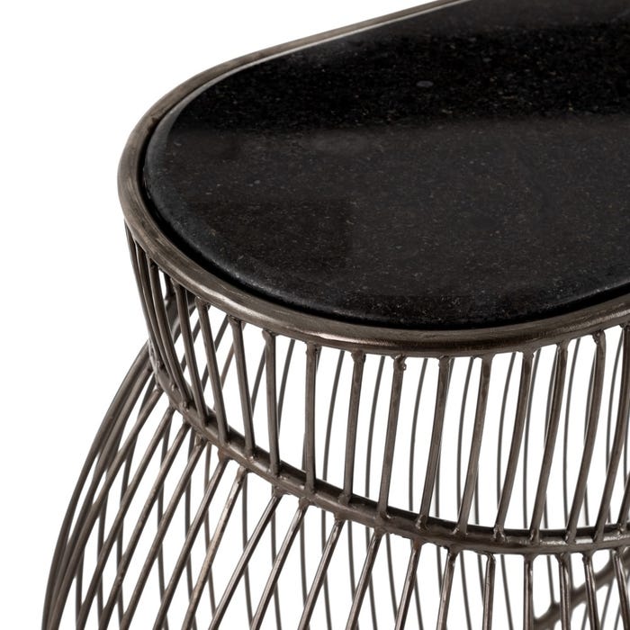 Consola Plata-Negro Metal-Mármol 95 X 45 X 92 Cm