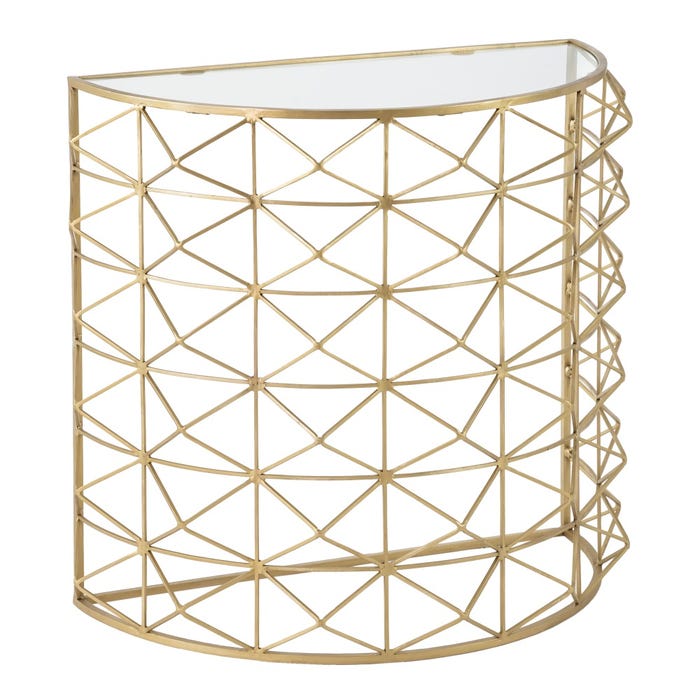 Consola Oro Metal-Cristal Entrada 98 X 51 X 89 Cm