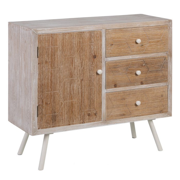 Mueble Recibidor Blanco-Natural 90 X 35 X 80 Cm