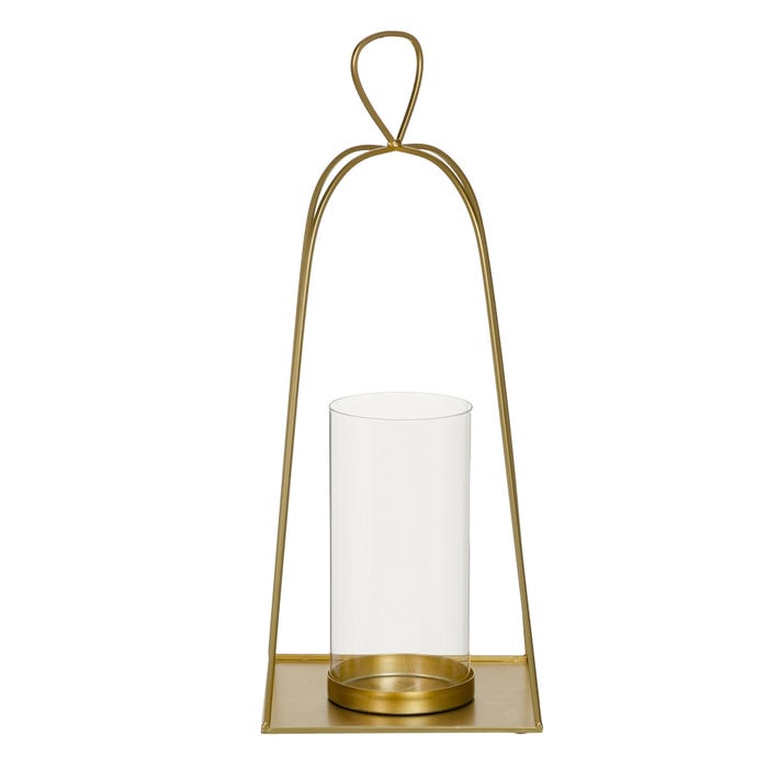 Portavelas Oro Cristal/Metal Decoración 23 X 23 X 56 Cm