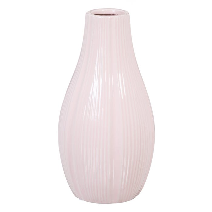 Jarrón Rosa Cerámica Decoración 13 X 13 X 25,50 Cm