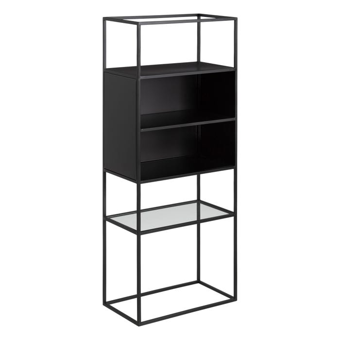 Estantería Negro Cristal/Metal Salón 55 X 30 X 132 Cm