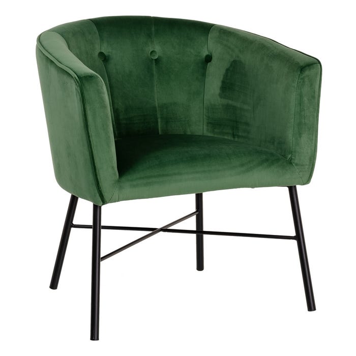 Sillón Terciopelo Verde Tejido-Metal 69 X 60 X 75 Cm