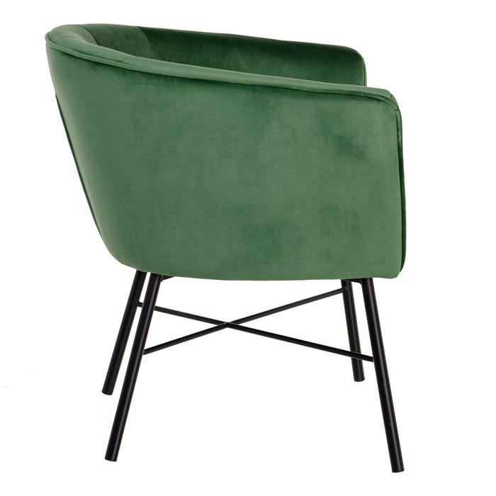 Sillón Terciopelo Verde Tejido-Metal 69 X 60 X 75 Cm