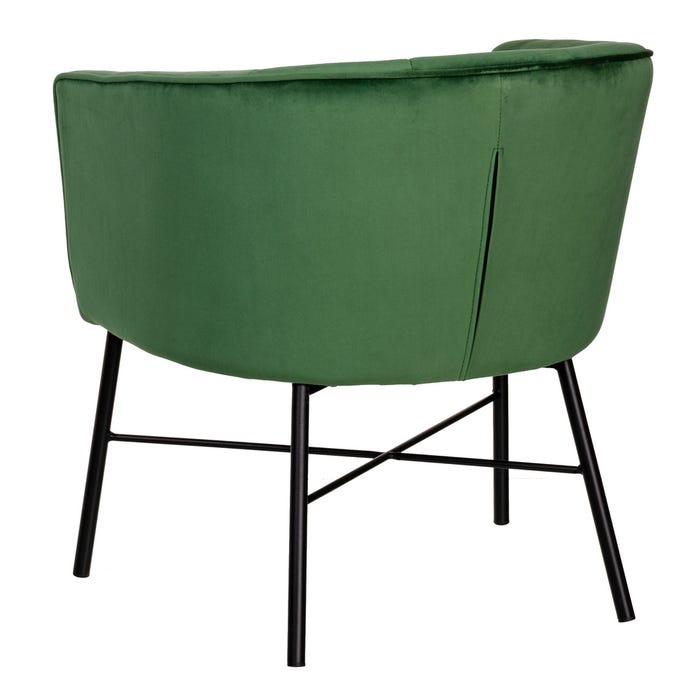 Sillón Terciopelo Verde Tejido-Metal 69 X 60 X 75 Cm