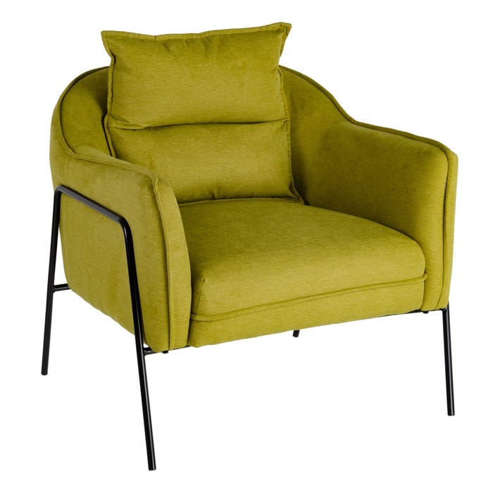 Sillón Verde Tejido-Metal Salón 76,50 X 70 X 74 Cm