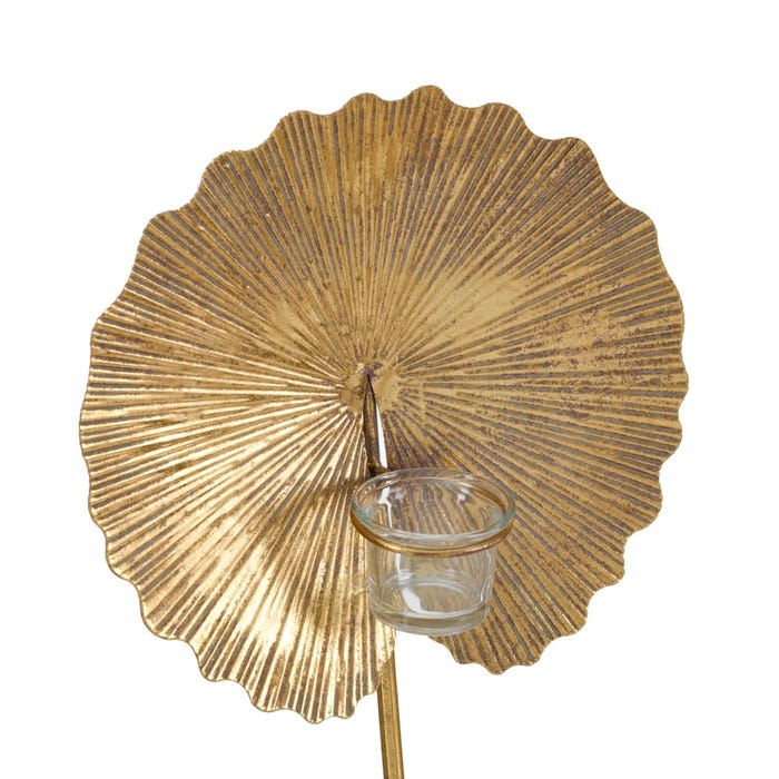 Gold Leaf Candle Holder Metal Decoration 25 X 14 X 42 Cm