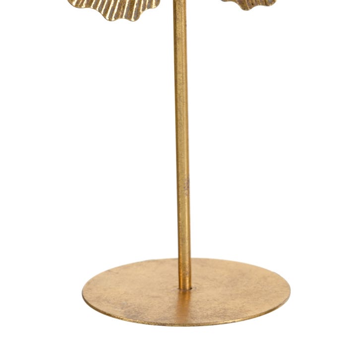 Gold Leaf Candle Holder Metal Decoration 25 X 14 X 42 Cm