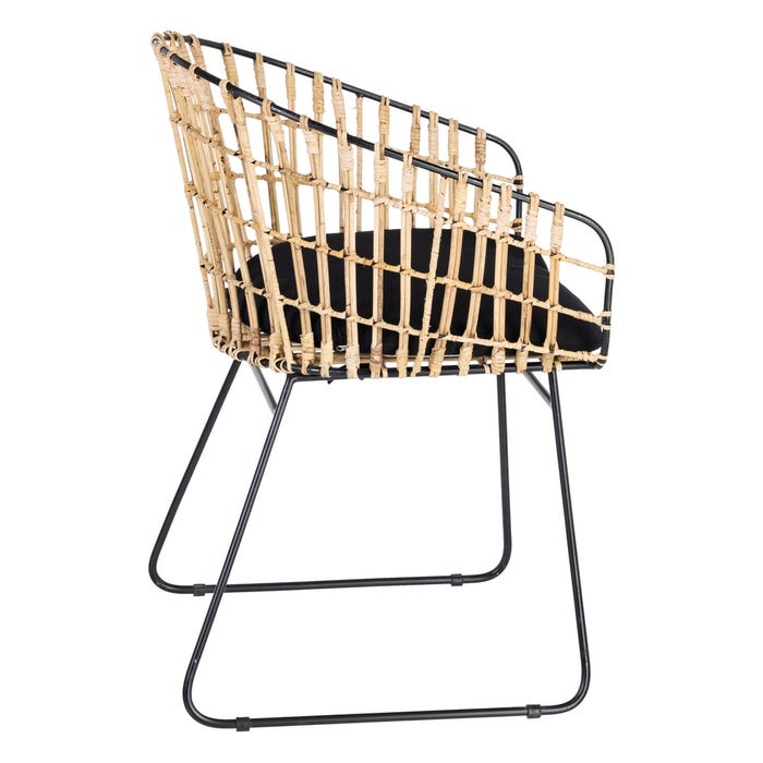 Silla Natural-Negro Ratán/Metal Salón 56 X 54 X 79,50 Cm