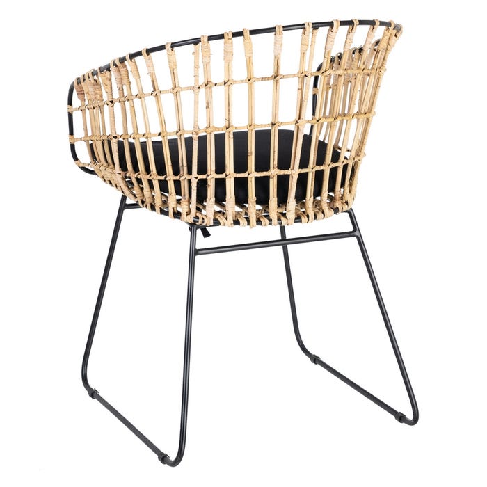 Silla Natural-Negro Ratán/Metal Salón 56 X 54 X 79,50 Cm