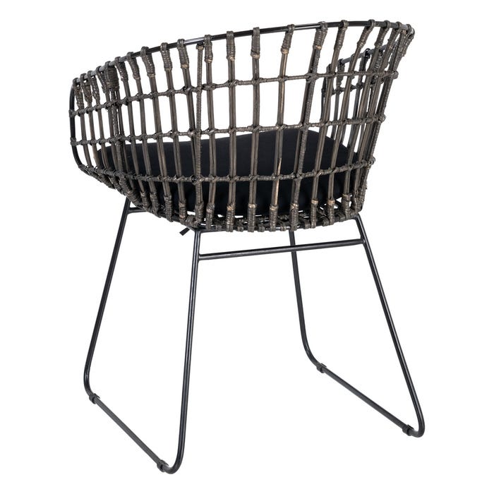 Silla Gris-Negro Ratán/Metal Salón 56 X 54 X 79,50 Cm