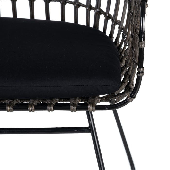 Silla Gris-Negro Ratán/Metal Salón 56 X 54 X 79,50 Cm