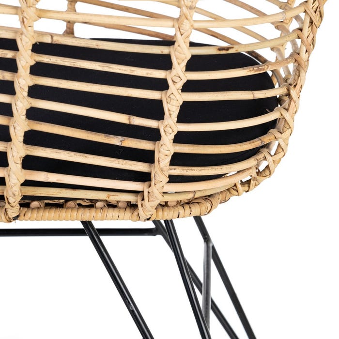 Silla Natural-Negro Ratán/Metal Salón 53 X 58 X 76 Cm