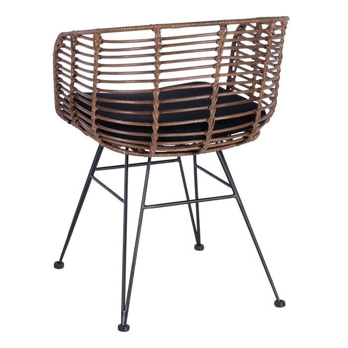 Silla Marrón-Negro Ratán/Metal Salón 53 X 58 X 76 Cm