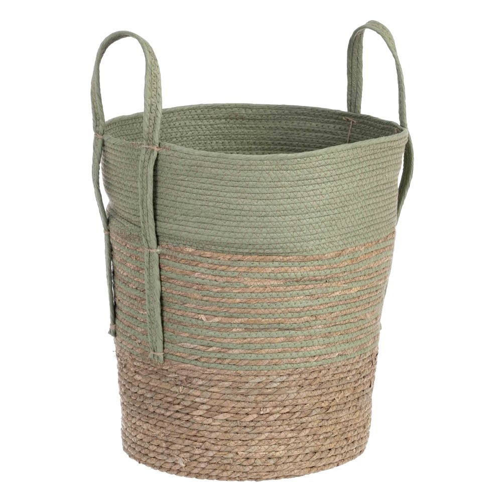 S/3 Cestos Verde Menta Fibra Natural 42 X 42 X 48 Cm