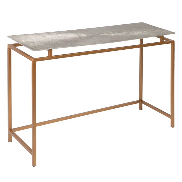 Entrada de console de metal dourado e prateado S/3 109 x 38,10 x 78,70 cm