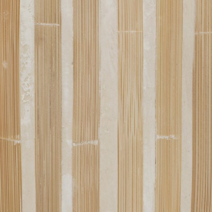 Porta-velas de bambu bege / "MDF" 10,50 x 10,50 x 21 cm