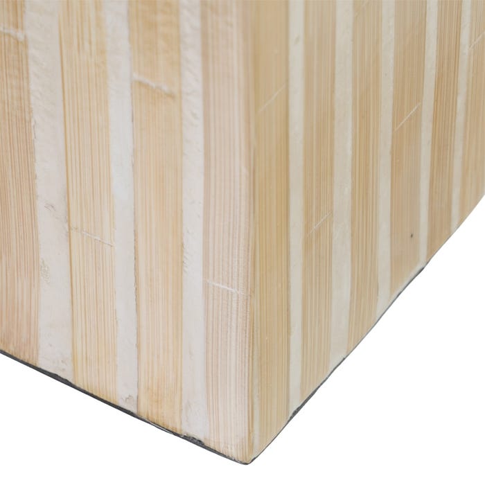Porta-velas de bambu bege / "MDF" 10,50 x 10,50 x 21 cm