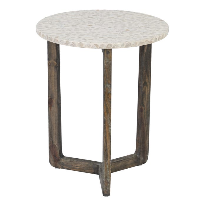 Mesa Auxiliar Beige-Marrón Nácar-Mdf 45 X 45 X 55 Cm