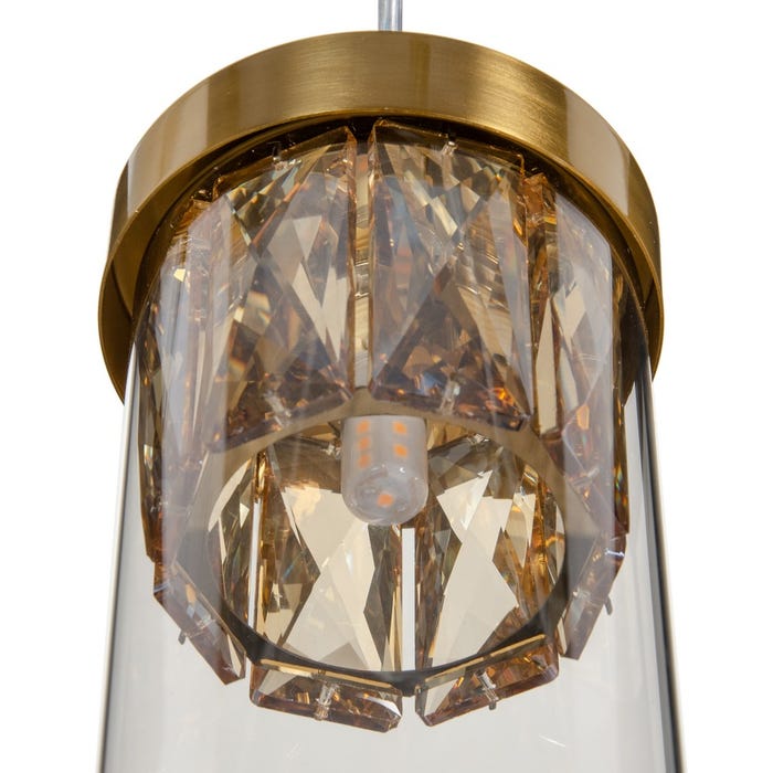 Lámpara Techo Oro Metal-Cristal 11 X 11 X 45 Cm