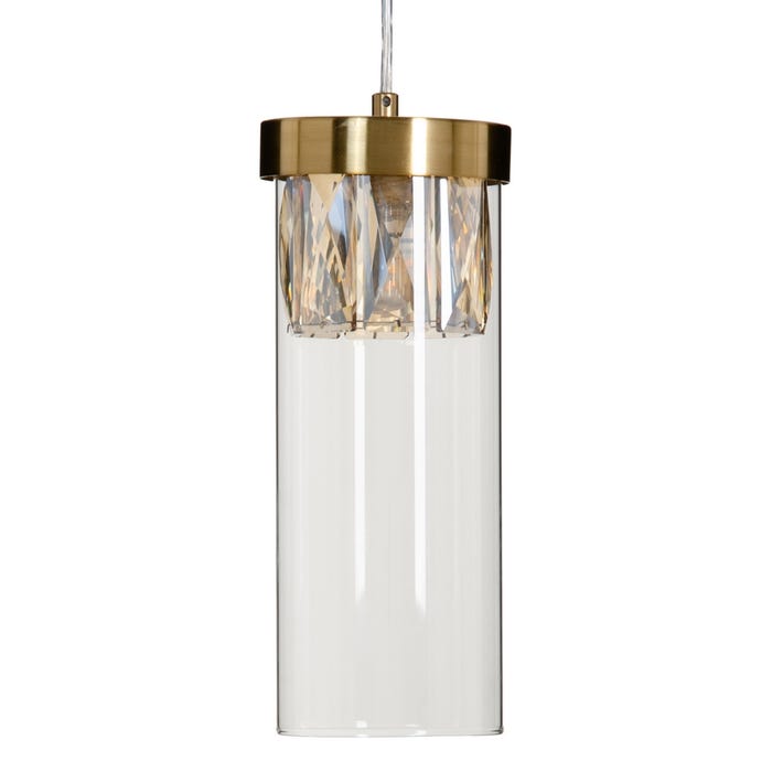 Lámpara Techo Oro Metal-Cristal 11 X 11 X 45 Cm