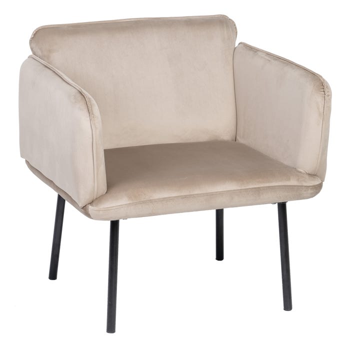 Sillón Terciopelo Beige Tejido-Metal 76 X 64 X 77 Cm