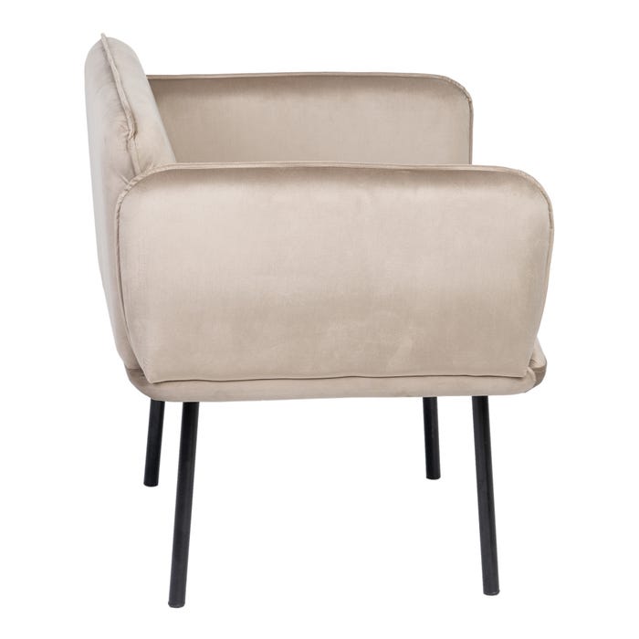 Sillón Terciopelo Beige Tejido-Metal 76 X 64 X 77 Cm