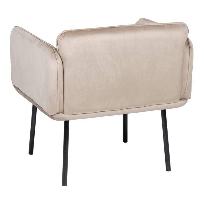 Sillón Terciopelo Beige Tejido-Metal 76 X 64 X 77 Cm