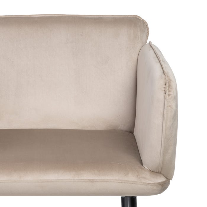 Sillón Terciopelo Beige Tejido-Metal 76 X 64 X 77 Cm