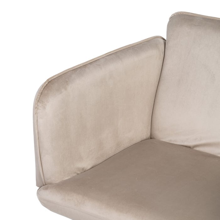 Sillón Terciopelo Beige Tejido-Metal 76 X 64 X 77 Cm