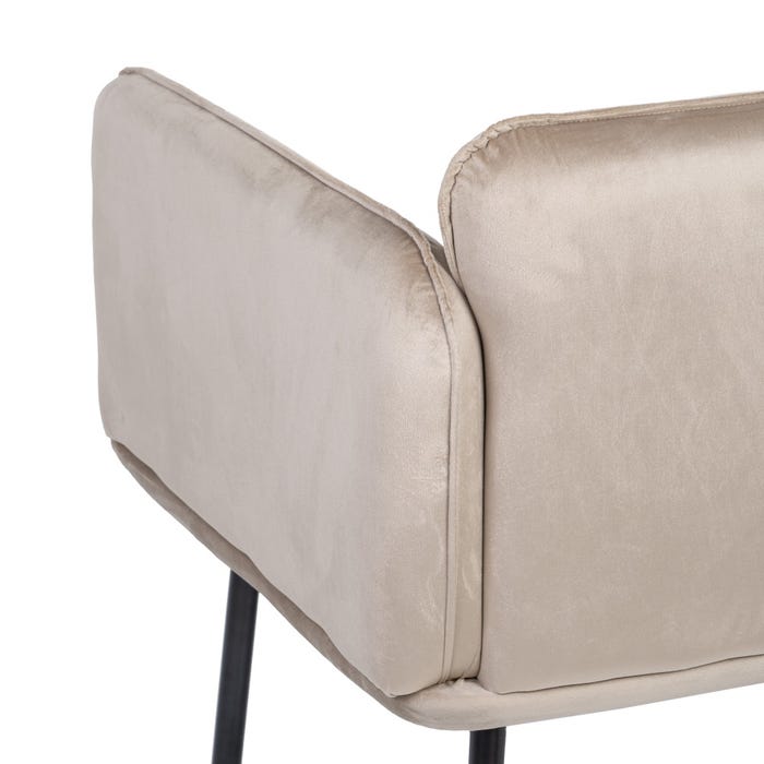 Sillón Terciopelo Beige Tejido-Metal 76 X 64 X 77 Cm