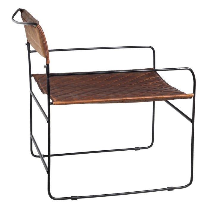 Brown Metal / Leather Living Room Chair 76 X 75 X 89 Cm